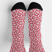 Rote und weiße gemusterte Socken mit rotem Blatt (Oben)