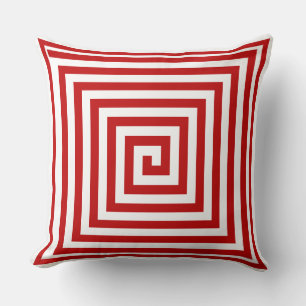 Rote und weiße Geometrien Solid Reverse Kissen