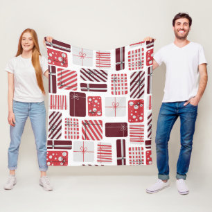 Rote und weiße Geschenkboxen Nahtloses Muster Fleecedecke