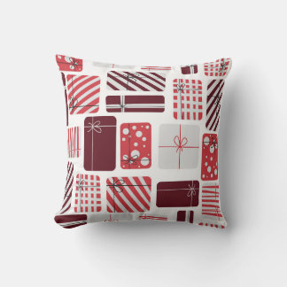 Rote und weiße Geschenkboxen Nahtloses Muster Kissen
