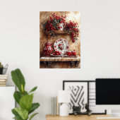 Rote und weiße Geschirr, Coffee Pot Country Shelf Poster (Heimbüro)