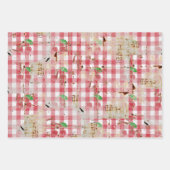 Rote und weiße gestörte Gingham-Geschenkwrap Geschenkpapier Set (Vorderseite)