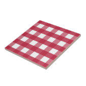 Rote und weiße Gingham Editable Label Keramik Tile Fliese (Seite)