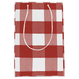 Rote und weiße Gingham-Geschenktasche Mittlere Geschenktüte