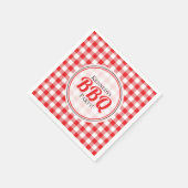 Rote und weiße Gingham Karo GRILLEN Serviette (Ecke)