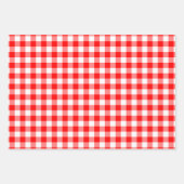 Rote und weiße Gingham-Karo verschiedener Größen Geschenkpapier Set (Vorderseite 2)