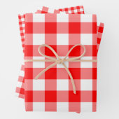 Rote und weiße Gingham-Karo verschiedener Größen Geschenkpapier Set (Beispiel)