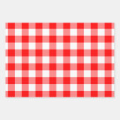 Rote und weiße Gingham-Karo verschiedener Größen Geschenkpapier Set (Vorderseite)