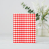 Rote und weiße Gingham-Karos Postkarte (Stehend Vorderseite)