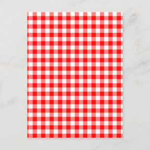 Rote und weiße Gingham-Karos Postkarte