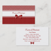 Rote und weiße Gingham-und Polka-Punkt-Butike Visitenkarte (Vorne/Hinten)