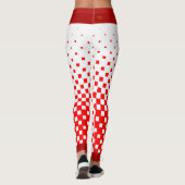 Rote und weiße glänzende Schachbretter mit rotem O Leggings (Rückseite)