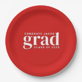 Rote und weiße Glückwunsch zum Grad- und Klassenja Pappteller (Vorderseite)