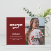 Rote und weiße Glückwünsche Grad Zwei-Foto-Abschlu Ankündigung (Stehend Vorderseite)