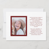 Rote und weiße Glückwünsche Grad Zwei-Foto-Abschlu Ankündigung (Rückseite)