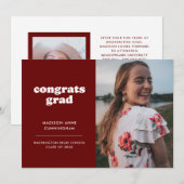 Rote und weiße Glückwünsche Grad Zwei-Foto-Abschlu Ankündigung (Vorne/Hinten)