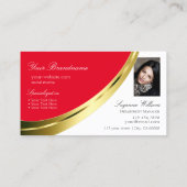 Rote und weiße Golddekoration mit Monogramm und Fo Visitenkarte (Rückseite)