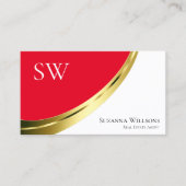 Rote und weiße Golddekoration mit Monogramm und Fo Visitenkarte (Vorderseite)