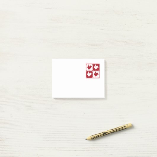 Rote und weiße Hahn-Huhn-Liebhaber Post-it Klebezettel (Auf Schreibtisch)