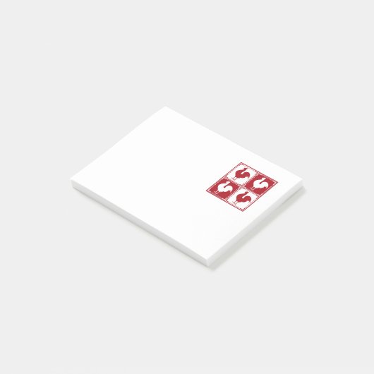 Rote und weiße Hahn-Huhn-Liebhaber Post-it Klebezettel (angewinkelt)