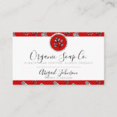 Rote und weiße handGezeichnet Rose und Blätter Kun Visitenkarte (Vorderseite)