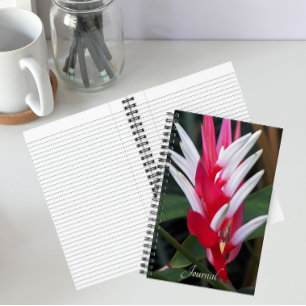 Rote und Weiße Heliconia Blumendekor Notizblock
