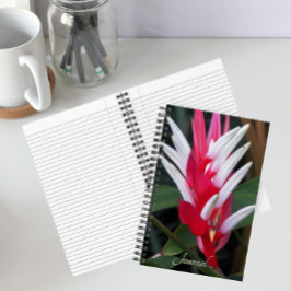 Rote und weiße Heliconia Floral Notizblock