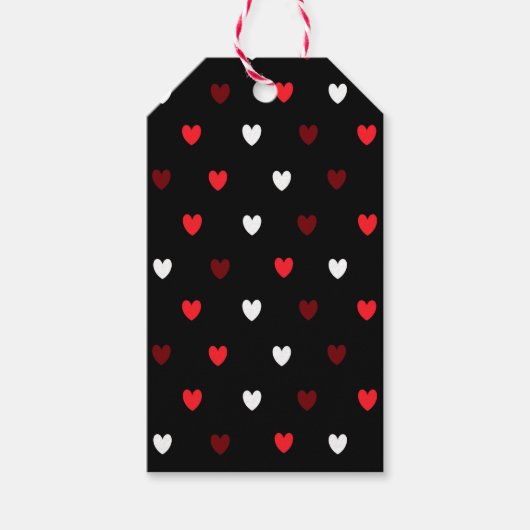 Rote und weiße Herzen auf schwarz Geschenkanhänger (Vorderseite)