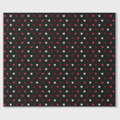 Rote und weiße Herzen auf schwarz Geschenkpapier (Flach)