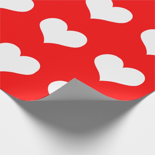 Rote und weiße Herzen einfach Geschenkpapier (Ecke)