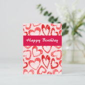 Rote und weiße Herzen Geburtstag Postkarte (Stehend Vorderseite)