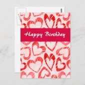 Rote und weiße Herzen Geburtstag Postkarte (Vorne/Hinten)
