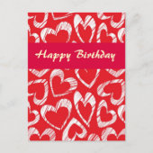 Rote und weiße Herzen Geburtstag Postkarte (Vorderseite)