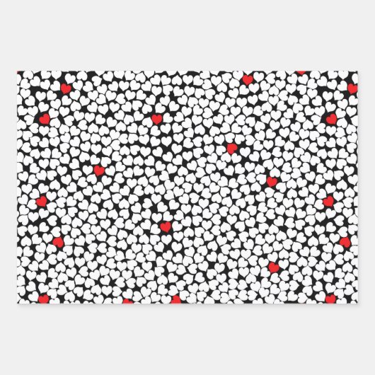 Rote und weiße Herzen Geschenkpapier Set (Vorderseite)