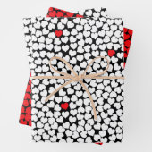 Rote und weiße Herzen Geschenkpapier Set (Beispiel)