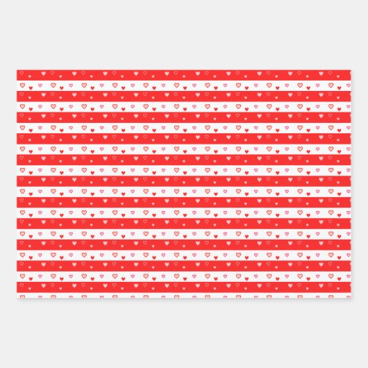 Rote und weiße Herzen Geschenkpapier Set (Vorderseite 2)