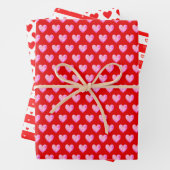 Rote und weiße Herzen Geschenkpapier Set (Beispiel)