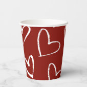 Rote und weiße Herzen Pappbecher (Rückseite)