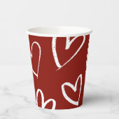 Rote und weiße Herzen Pappbecher (Links)