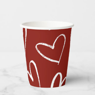 Rote und weiße Herzen Pappbecher