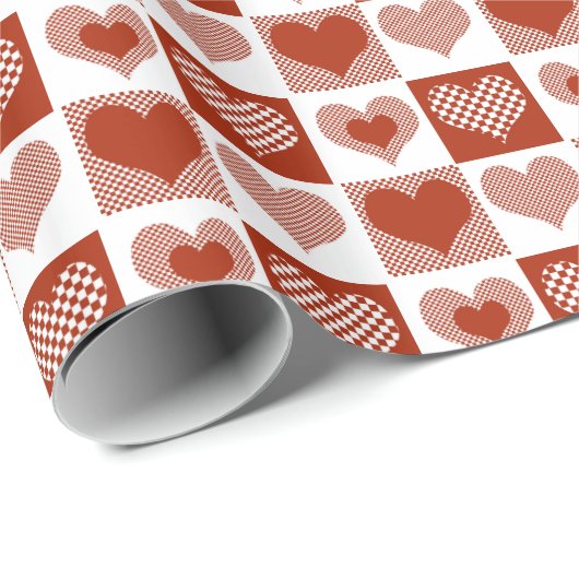 Rote und weiße Herzen - Romantische Liebe Geschenkpapier (Rolleneckpunkt)