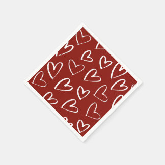 Rote und weiße Herzen Serviette