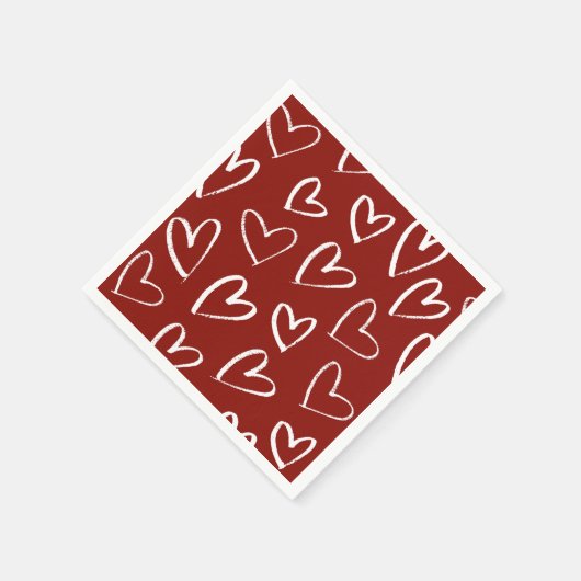 Rote und weiße Herzen Serviette (Ecke)
