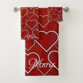 Rote und weiße Herzen Set Handtuchhalter im Badezi (Insitu)