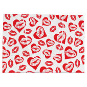 Rote und weiße Herzen und Küsse Große Geschenktüte (Rückseite)