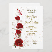 Rote und weiße Hochzeitseinladung Einladung (Vorne/Hinten)