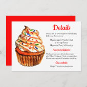 Rote und weiße Hochzeitsrichtung, Details Cupcake Einladung (Vorne/Hinten)