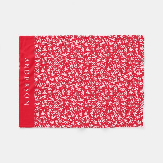 Rote und weiße Holly Berries | PERSONALISIERT Fleecedecke (Vorderseite (Horizontal))
