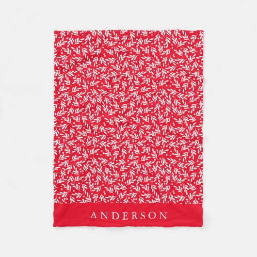 Rote und weiße Holly Berries | PERSONALISIERT Fleecedecke (Vorderseite)