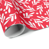 Rote und weiße Holly Berries | Urlaub Geschenkpapier (Rolleneckpunkt)